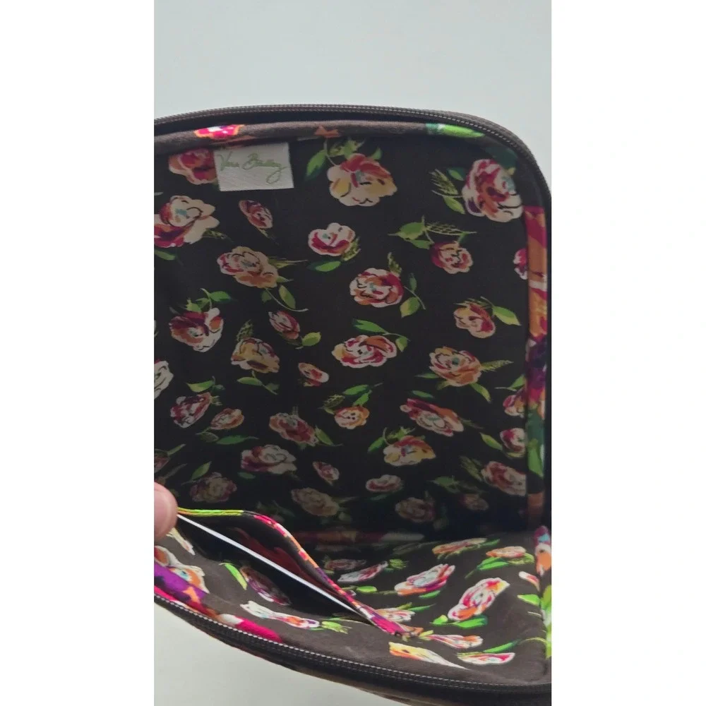 Vera Bradley Provencal Quilted Floral Tablet Sleeve Case Padded Zip Bag Brown